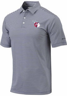 Columbia Cleveland Guardians Mens Navy Blue Club Invite Short Sleeve Polo