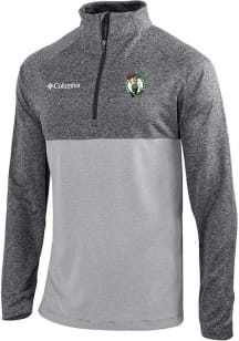 Columbia Boston Celtics Mens Grey Heat Seal Omni-Wick Rockin It Long Sleeve Qtr Zip Pullover