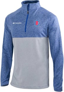 Columbia Los Angeles Clippers Mens Blue Heat Seal Omni-Wick Rockin It Long Sleeve Qtr Zip Pullover