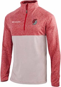 Columbia Portland Trail Blazers Mens Red Heat Seal Omni-Wick Rockin It Long Sleeve Qtr Zip Pullove..