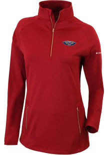 Columbia New Orleans Pelicans Womens Red Heat Seal Omni-Wick Outward Nine 1/4 Zip Pullover