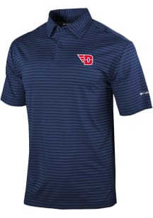 Columbia Dayton Flyers Mens Navy Blue Smooth Roll Short Sleeve Polo