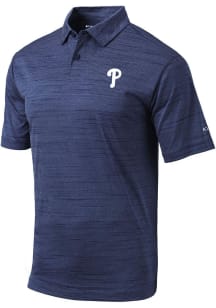 Columbia Philadelphia Phillies Mens Navy Blue Set Short Sleeve Polo