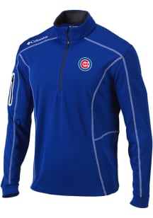 Columbia Chicago Cubs Mens Blue Heat Seal Omni Wick Shotgun Long Sleeve Qtr Zip Pullover