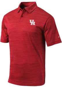 Columbia Houston Cougars Mens Red Set Short Sleeve Polo