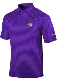 Columbia LSU Tigers Mens Purple Smooth Roll Short Sleeve Polo