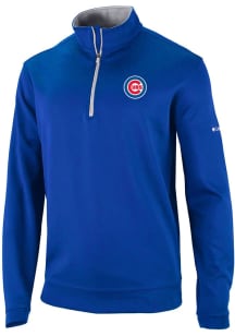 Columbia Chicago Cubs Mens Blue Heat Seal Omni Wick Wickhams Hills Long Sleeve Qtr Zip Pullover