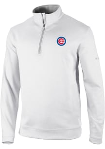 Columbia Chicago Cubs Mens White Heat Seal Omni Wick Wickhams Hills Long Sleeve Qtr Zip Pullover