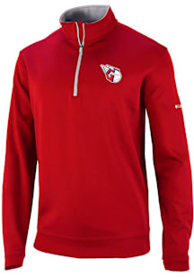 Columbia Cleveland Guardians Mens Red Heat Seal Omni Wick Wickhams Hills Long Sleeve Qtr Zip Pullo..