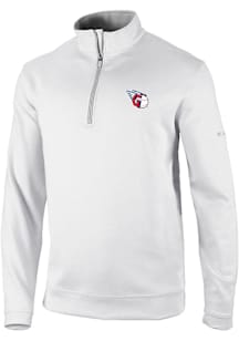 Columbia Cleveland Guardians Mens White Heat Seal Omni Wick Wickhams Hills Long Sleeve Qtr Zip Pul..