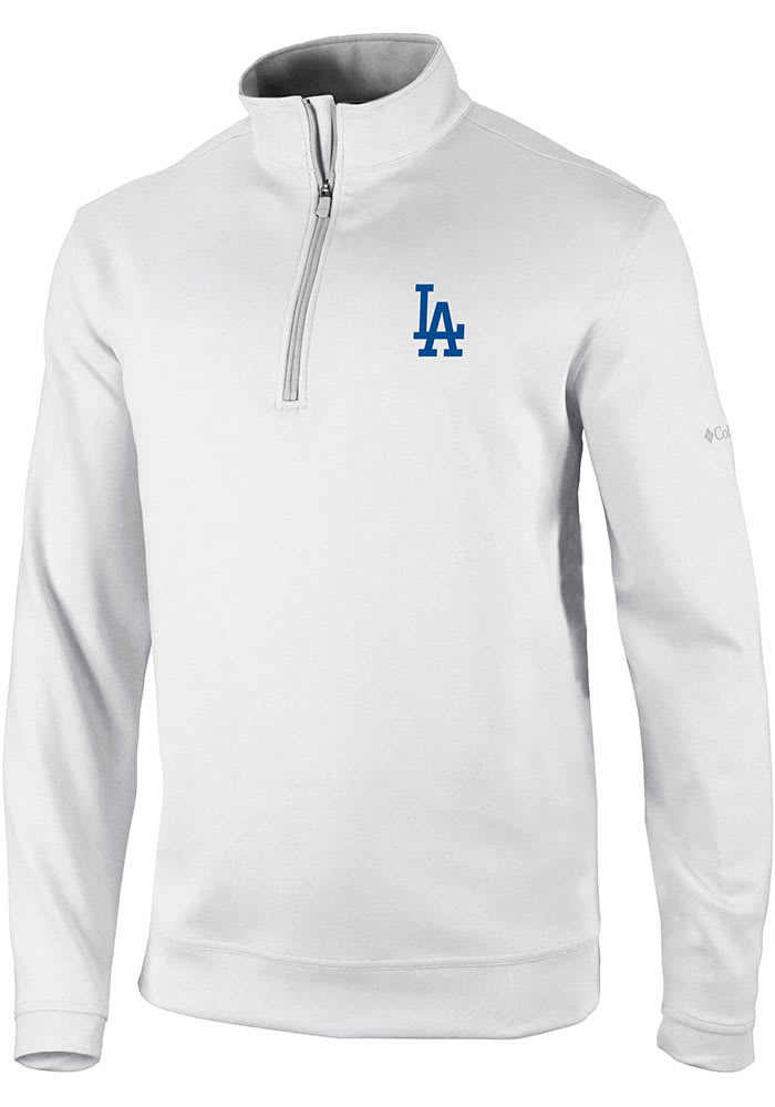 Columbia Los Angeles Dodgers White Heat Seal Omni Wick Wickhams Hills Long Sleeve 1/4 Zip Pullover, White, 100% POLYESTER, Size L, Rally House