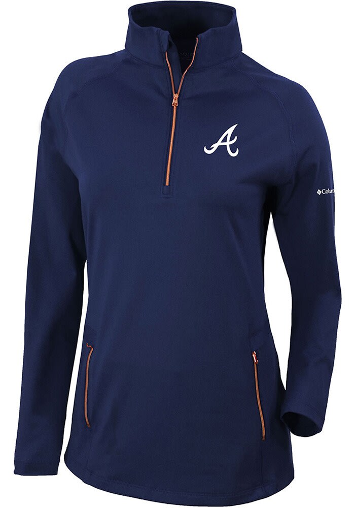 Atlanta Braves Columbia Pin High Omni-Wick Long Sleeve Polo - Navy