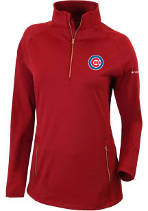 Columbia Chicago Cubs Womens Red Heat Seal Omni-Wick Outward Nine 1/4 Zip Pullover