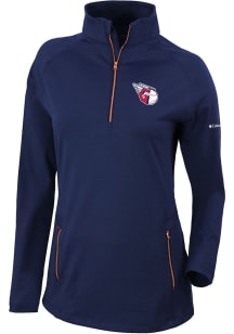 Columbia Cleveland Guardians Womens Navy Blue Heat Seal Omni-Wick Outward Nine 1/4 Zip Pullover