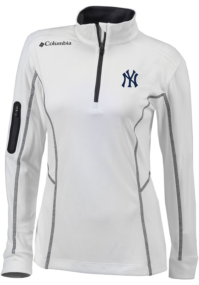 Columbia New York Yankees Grey Heat Seal Omni Wick Wickhams Hills Long Sleeve 1/4 Zip Pullover, Grey, 100% POLYESTER, Size 2XL, Rally House