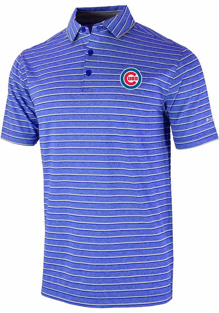 Columbia Chicago Cubs Red Heat Seal Post Round Short Sleeve Polo, Red, 91% Polyester / 9% SPANDEX, Size XL, Rally House