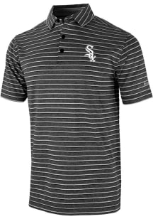 Columbia Chicago White Sox Mens Black Heat Seal Post Round Short Sleeve Polo