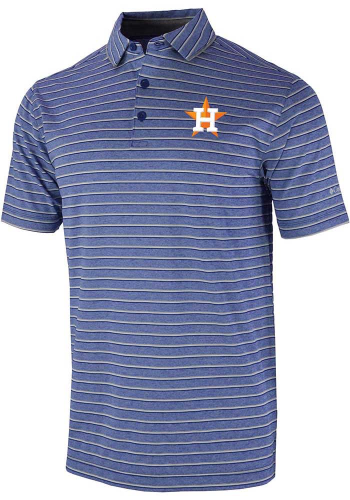 Columbia Houston Astros Navy Blue Heat Seal Post Round Short Sleeve Polo, Navy Blue, 91% Polyester / 9% SPANDEX, Size S, Rally House