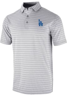 Columbia Los Angeles Dodgers Mens Grey Heat Seal Post Round Short Sleeve Polo