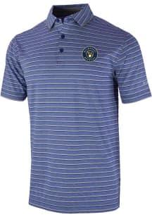 Columbia Milwaukee Brewers Mens Navy Blue Heat Seal Post Round Short Sleeve Polo