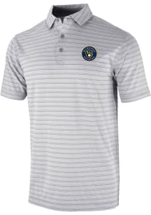 Columbia Milwaukee Brewers Mens Grey Heat Seal Post Round Short Sleeve Polo