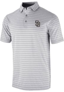 Columbia San Diego Padres Mens Grey Heat Seal Post Round Short Sleeve Polo