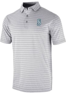 Columbia Seattle Mariners Mens Grey Heat Seal Post Round Short Sleeve Polo