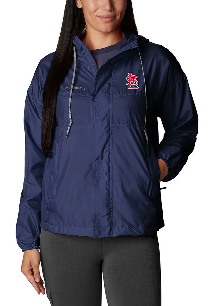 Columbia St Louis Cardinals Women's Navy Blue Heat Seal Greenkeeper Light Weight Jacket, Navy Blue, 92% POLY/8% SPANDEX, Size 2XL, Rally House