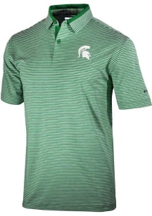 Columbia Michigan State Spartans Mens Green Stroll Short Sleeve Polo