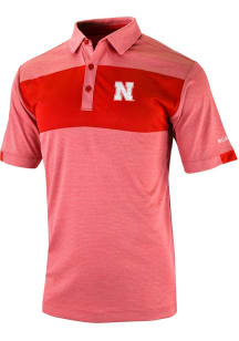 Mens Nebraska Cornhuskers Red Columbia Total Control Short Sleeve Polo Shirt