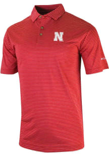 Mens Nebraska Cornhuskers Red Columbia Invite II Short Sleeve Polo Shirt