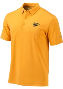 Mens Iowa Hawkeyes Yellow Columbia Drive Short Sleeve Polo Shirt