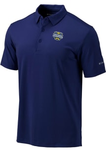 Columbia Michigan Wolverines Mens Navy Blue 2023 National Champions Official Logo Short Sleeve Polo