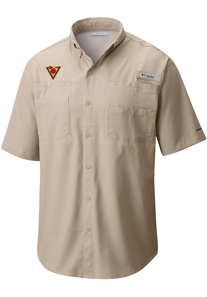 Arizona Diamondbacks Mens Columbia Short Sleeve KHAKI Tamiami