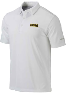 Columbia Iowa Hawkeyes Mens White Drive Short Sleeve Polo