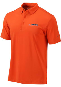 Mens Illinois Fighting Illini Orange Columbia Drive Short Sleeve Polo Shirt