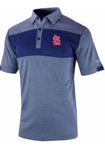 Columbia St Louis Cardinals Mens Navy Blue Heat Seal Omni-Wick Total Control Short Sleeve Polo