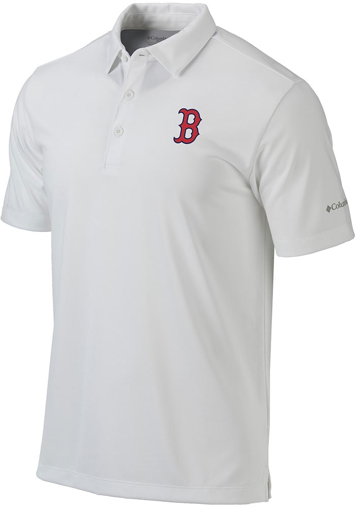 Columbia Boston Red Sox Navy Blue Heat Seal Post Round Short Sleeve Polo, Navy Blue, 91% Polyester / 9% SPANDEX, Size S, Rally House
