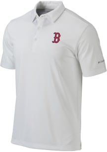 Columbia Boston Red Sox Mens White Heat Seal Drive Short Sleeve Polo