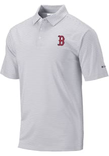 Columbia Boston Red Sox Mens Grey Heat Seal Omni-Wick Club Invite Short Sleeve Polo