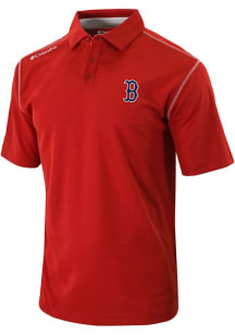 Columbia Boston Red Sox Mens Red Heat Seal Omni-Wick Shotgun Short Sleeve Polo