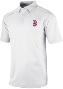 Columbia Boston Red Sox Mens White Heat Seal Omni-Wick Shotgun Short Sleeve Polo