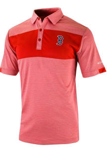 Columbia Boston Red Sox Mens Red Heat Seal Omni-Wick Total Control Short Sleeve Polo