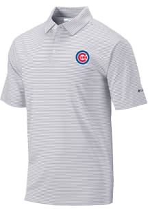 Columbia Chicago Cubs Mens Grey Heat Seal Omni-Wick Club Invite Short Sleeve Polo