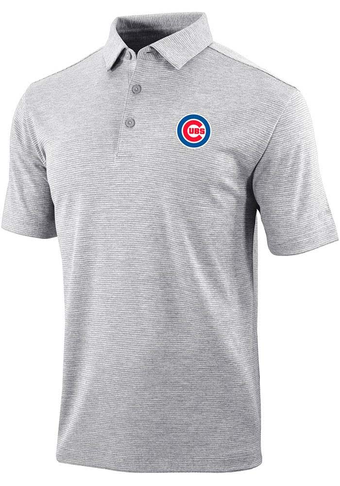 Columbia Chicago Cubs Blue Heat Seal Post Round Short Sleeve Polo, Blue, 91% Polyester / 9% SPANDEX, Size S, Rally House