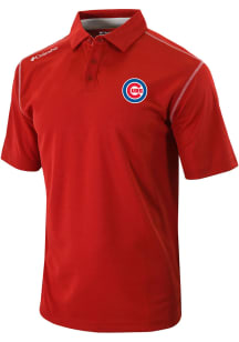 Columbia Chicago Cubs Mens Red Heat Seal Omni-Wick Shotgun Short Sleeve Polo