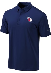 Columbia Cleveland Guardians Mens Navy Blue Heat Seal Drive Short Sleeve Polo