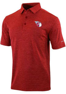 Columbia Cleveland Guardians Mens Red Heat Seal Omni-Wick Set II Short Sleeve Polo