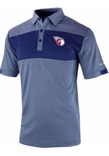 Columbia Cleveland Guardians Mens Navy Blue Heat Seal Omni-Wick Total Control Short Sleeve Polo