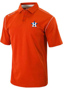 Columbia Houston Astros Mens Orange Heat Seal Omni-Wick Shotgun Short Sleeve Polo